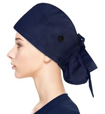Adjustable Working Caps with Button Sweatband Women Ponytail Pouch Hats