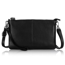 Black Women's Genuine Leather Wristlet Clutch Crossbody Phone Bags Wallet Pur...