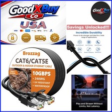 150ft Waterproof Cat6 Ethernet Cable Indoor Outdoor Heavy Duty 10Gbps