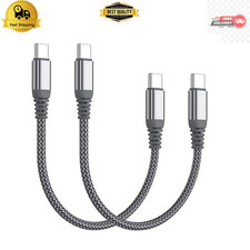 Short USB C to C 60W Cable 2 Pack 0.5Ft , Type C Fast 0.5ft, Grey