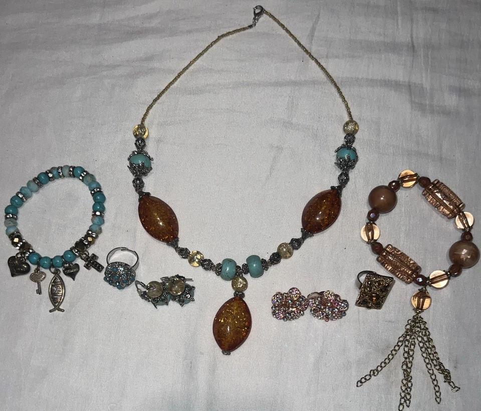 Conjunto de 7 peças vintage, lote de joias artesanais venda. Perfeito para Natal e feriados. - Imagem 2 de 4