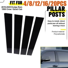 For 2019-2025 Dodge Ram 1500 Black Window Pillar Posts Sticker Trim 4-20PCS