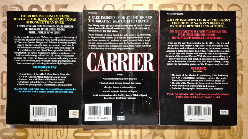 Lot of Tom Clancy Non Fiction Military books Armored Cav, Carrier, Marine, TPB - Imagem 2 de 4