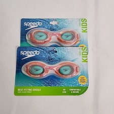  2 Speedo Kids Swim Goggles Ages 3-6 Orange Amber Waves Glide Print Anti-Fog