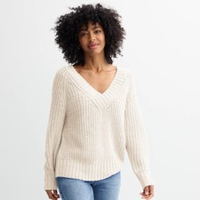 NWOT Women's Sonoma Goods For Life Long Line V-Neck Sweater Size M