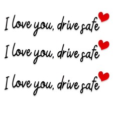 3pcs I Love You Drive Safe Mirror Stickers, Cute Car Rear Black