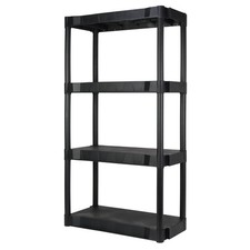 Hyper Tough 4 Shelf Plastic Shelving Unit, 13.88 in D x 30 in W x 56.2 in H, Bla