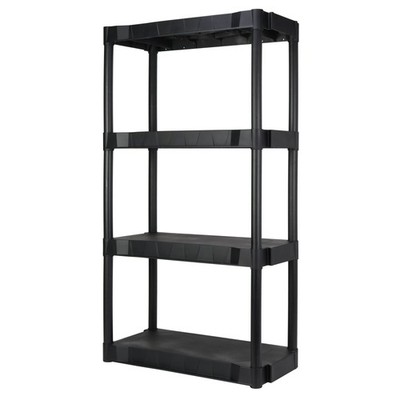 Hyper Tough 4 Shelf Plastic Shelving Unit, 13.88 in D x 30 in W x 56.2 in H, Bla