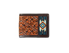 3D Western Wallet Mens Bifold Southwest Design Brown Black D2500121133