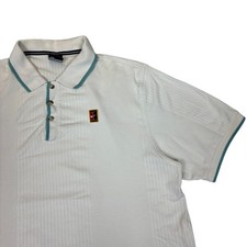VTG 90s Nike Tennis Court Classic Patch Polo Shirt Men's Medium Sampras White