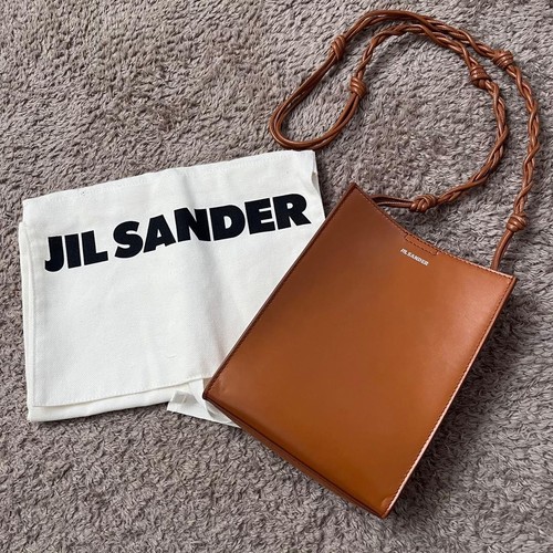 JIL SANDER Tangle Small Shoulder Bag Brown Leather Square Crossbody Pouch Japan