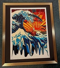 DEATH NYC ltd ed signed FRAMED art print 45x32cm Snoopy Great Wave off Kanagawa