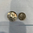 90% Silver 1964 Kennedy Half Dollar & 1963 Washington Quarter Lot of 2 coins