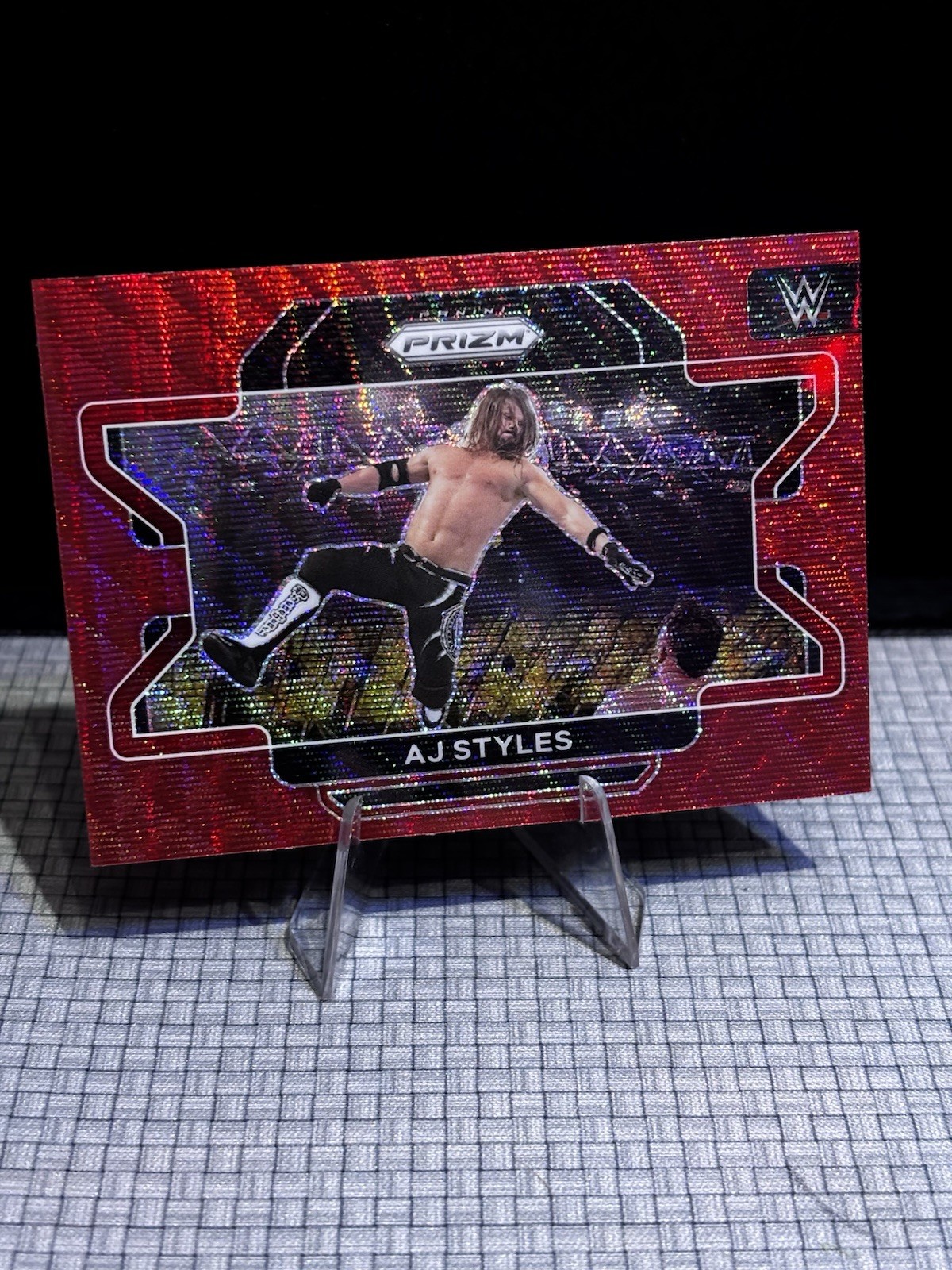 AJ Styles 2022 Panini Prizm WWE Ruby Wave #7 