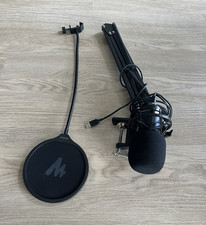 Maono USB Condenser Microphone Kit w/ Boom Arm Shock Mount Pop Filter Tested