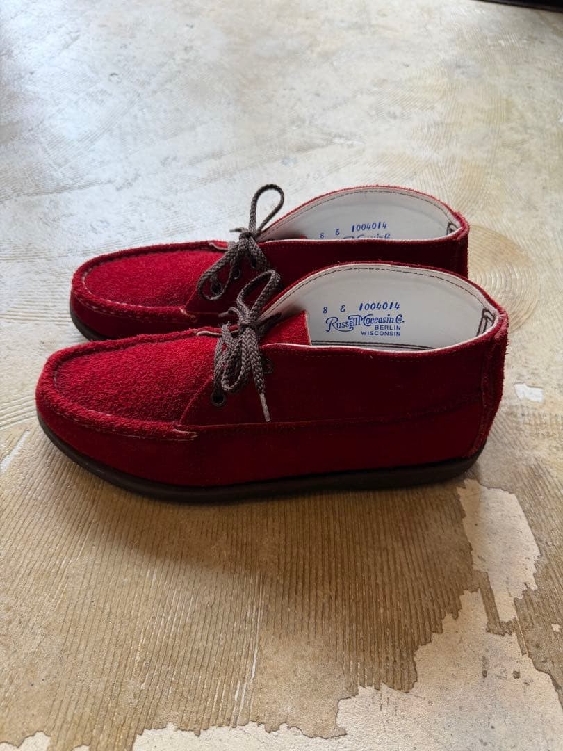 Russell Moccasin Mens Red Suede Chukka Boots Made in USA image 2