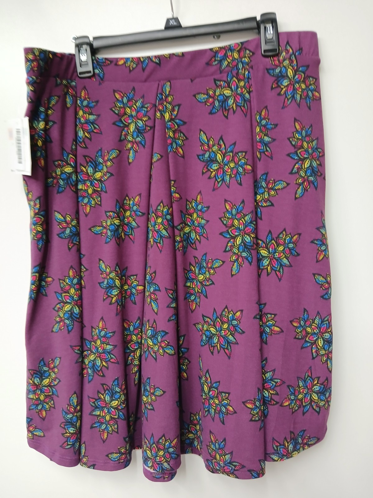 LuLaRoe Madison Skirt 3XL Womens Purple Floral Pleated Knee Length Pockets NWT