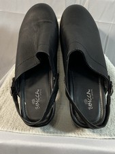 Zoccoli SBICCA in pelle nera con cinturino slingback ~ Taglia 10