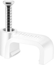Flat Cable Clips White 100 Pcs for Cat6 Cat7 Ethernet Cable Clips to Wall with 