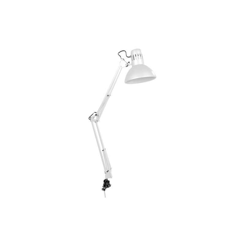 Lampe d'architecte EDM orientable à pince blanche E27 pour un confort visuel