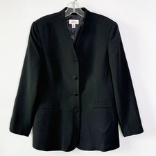 TALBOTS Black Blazer Women's Petite Sz 12P Jacket Lined Long Sleeve Wool Classic