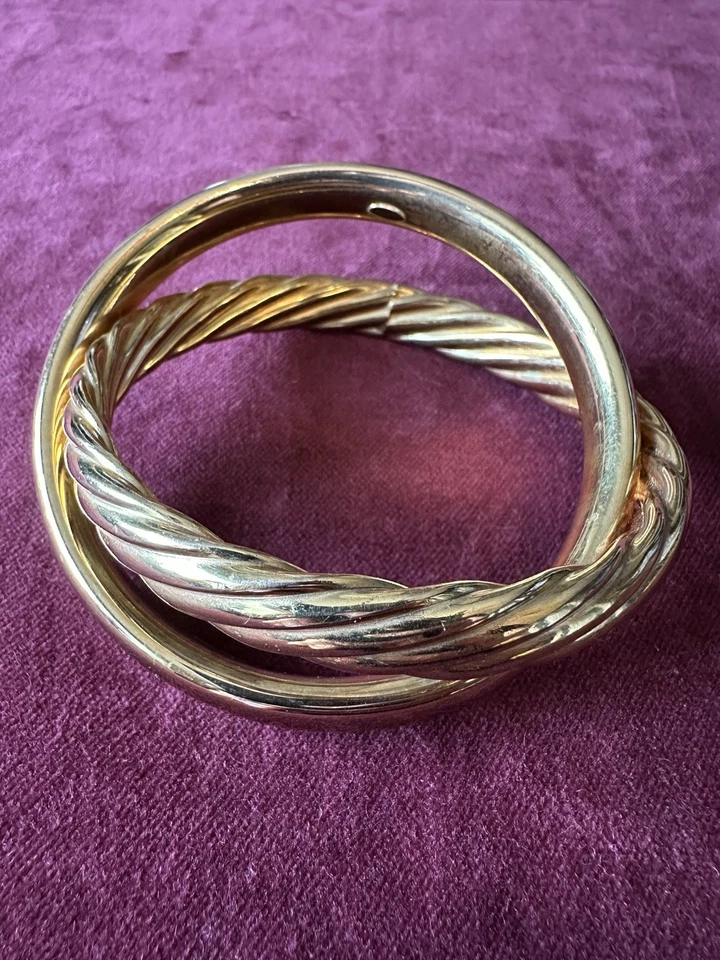 Brazalete Bellezza Joyería Tono Dorado Diseño Cruzado Talla 7 Estándar De Colección Foto 4 de 4