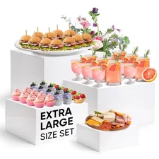 Large Size Acrylic Cube Display Nesting Risers, 13.8" Extra Large Buffet Rise...