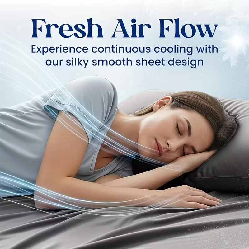 Juego de sábanas King de bolsillo extra profundo - Ropa de cama de 4 piezas de enfriamiento, suave y sin arrugas Foto 2 de 4