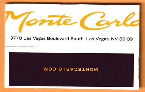 Monte Carlo Casino Hotel Matchbox Cover Las Vegas icmsc5