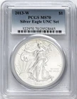 2013 W BURNISHED SILVER EAGLE W MINT MARK FROM ANNUAL DOLLAR COIN SET PCGS MS70