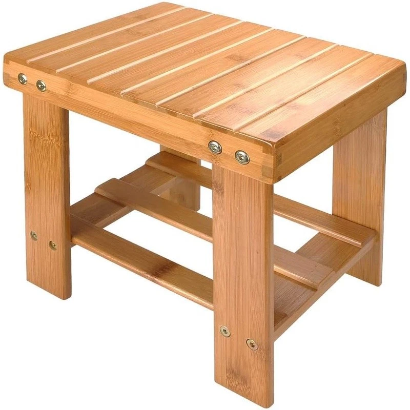 Durable Bamboo Step Stool 10 Inch Multi-purpose Footstool W/ Storage Shelf New - Image 2 of 4
