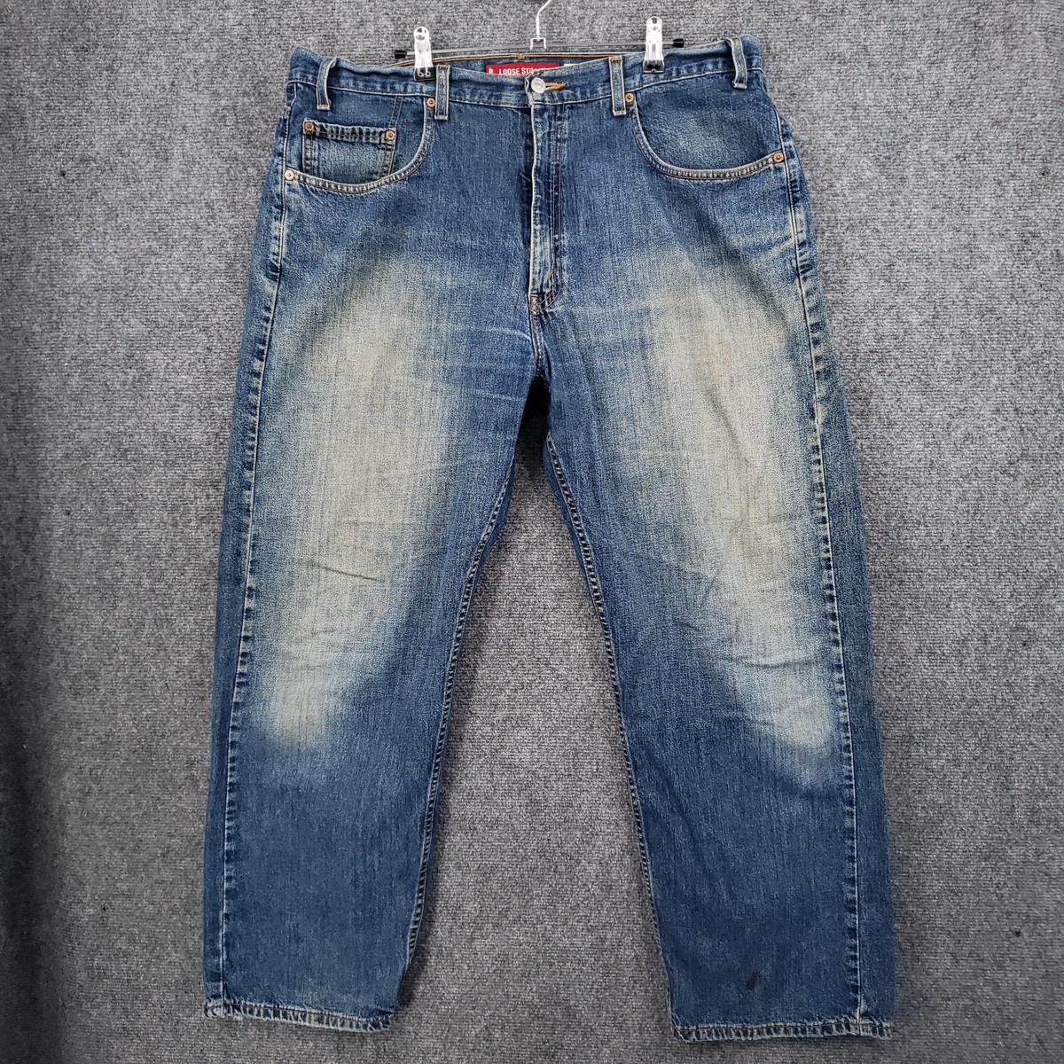 Levis 569 Jeans Mens 38x30 Blue Loose Straight Fit Medium Wash Zip