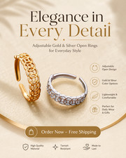 Elegant Adjustable Open Ring Set   Gold  Silver Minimalist Fashion Rings