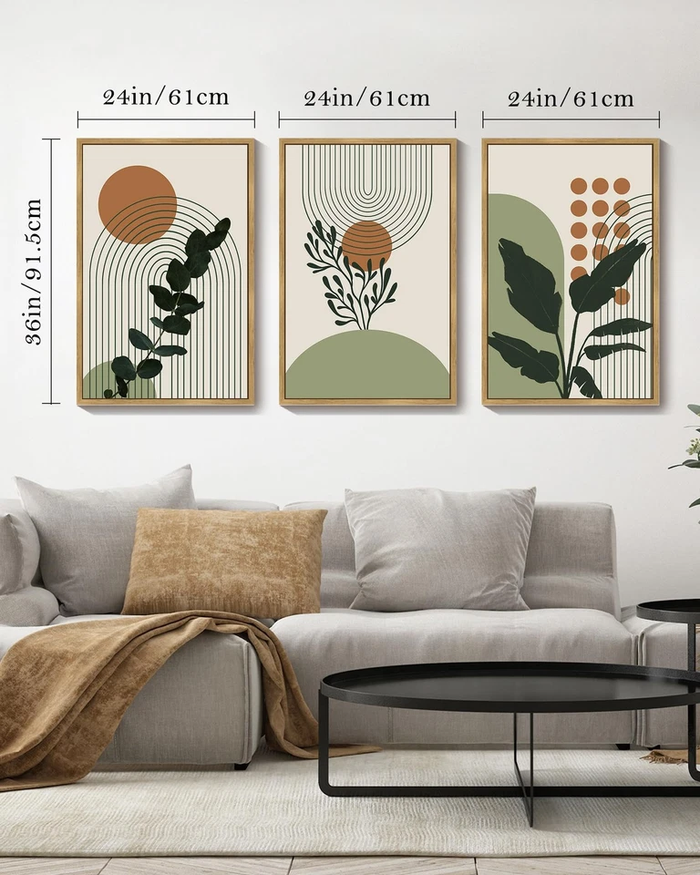 Arte de pared Boho Planta verde botánico bohemio impresión de pared enmarcada 24x36 pulgadas Abs... Foto 4 de 4