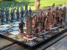 Antique Mythology Chess Set | Handcrafted Wooden Board | Collector’s Decorative