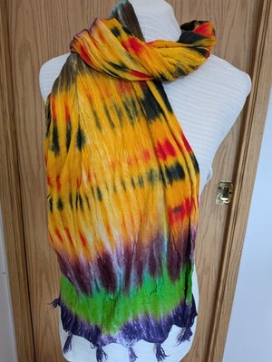 Tie Dye Rainbow Scarf -Cotton, Good condition