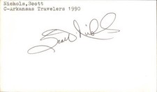 Scott Nichols Signed 3x5 Index Card Cut Travelers Autograph Den