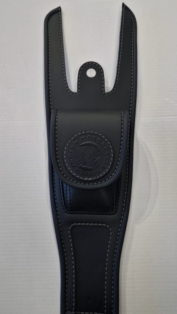 AJ_BAGGERS Gas Tank Pouch Bag For Indian Chief, Roadmaster - Black W/ Red Stitching