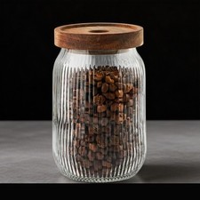 Glass Food Storage Jars with Airtight Bamboo Lids 700ml 2 pcs