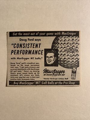 MacGregor Golf Balls Doug Ford 1954 Sporting News Golfing 3X4 Ad