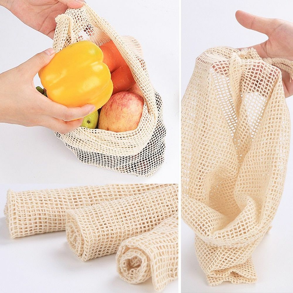 Cotton Mesh Vegetable Bags Produce Bag Reusable Cotton Mesh