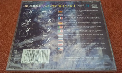 RARE EMTEC/BASF CD-RW 74 AUDIO 74 min Blank CD-RW Digital Audio For Music Only - Photo 3/4