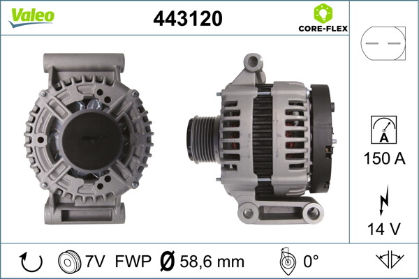 Alternateur 12V Valeo 443120 pièce de rechange pour système électrique voiture