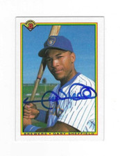 Signed Autographed GARY SHEFFIELD  1990 Bowman Milwaukee Brewers card #391 w/COA