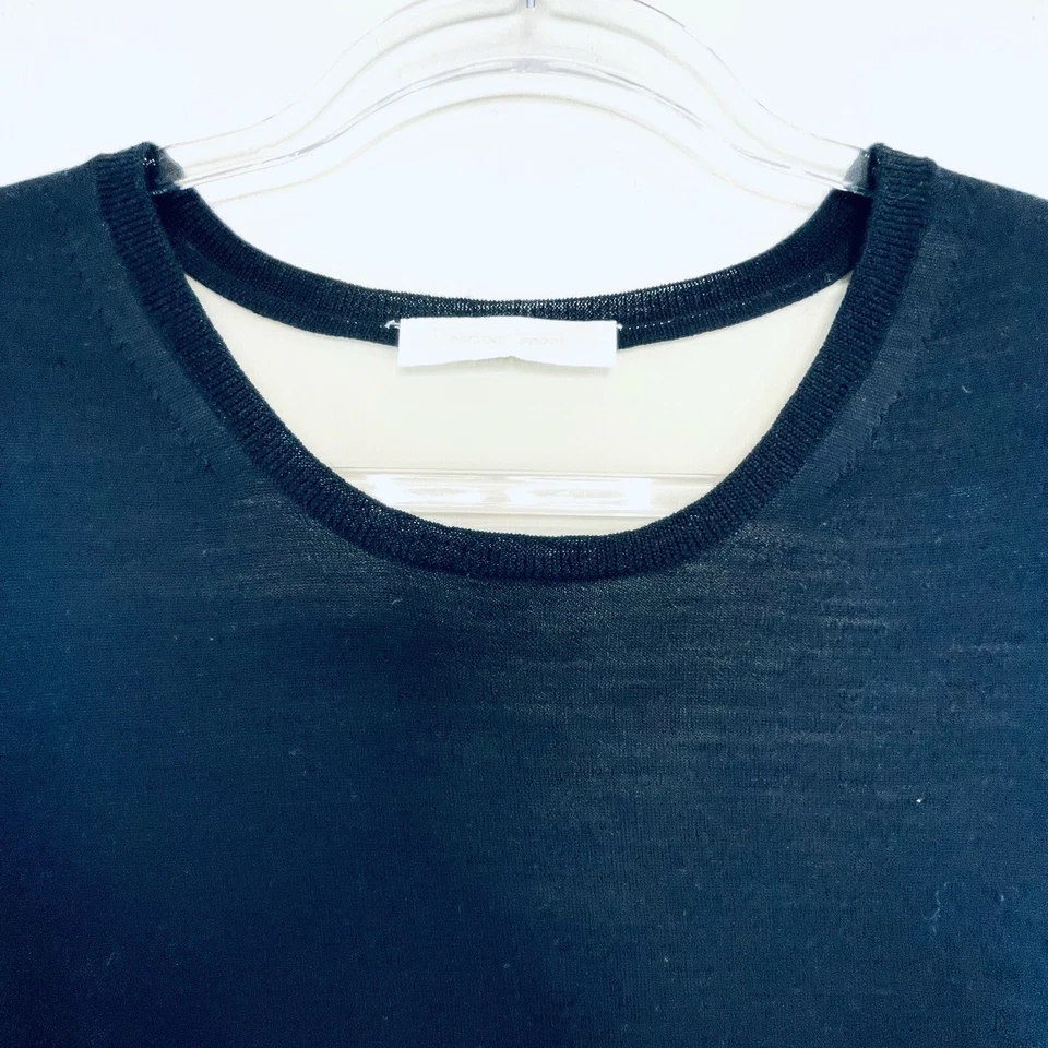 Top tejido manga corta diseñador Nicole Farhi talla M 12 negro y crema lana y seda Foto 3 de 4