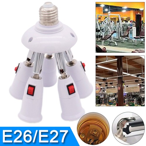 5 in 1 E26/E27 Splitter Socket Adapter w/ Switch Adjustable Bulb Socket Splitter - Picture 2 of 7