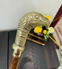 Brass Solid Vintage Designer Eagle head Wooden Walking Stick Cane Antique Gift