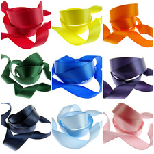 Double Sided Satin Ribbon Woven Edge - 7mm - Choice of 27 Colours, 5m, 50m