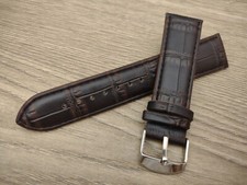 20mm Dark Brown Crocodile Grain Leather Watch Strap Classic Style Dress Watches