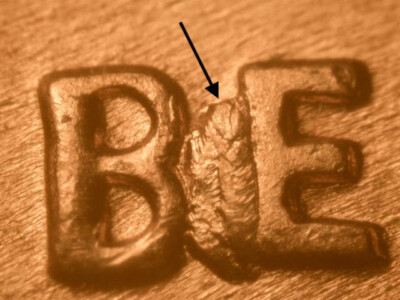 1957 D Real Nice BIE Cent Error BU Red Uncirculated Lincoln Wheat Penny #2B